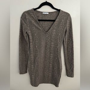 Zara Trafaluc Snakeskin Bodycon Long Sleeve Dress